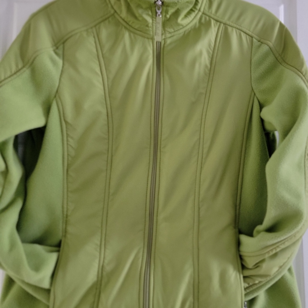 Women’s Fleece Green Jacket - Casual Zip Front